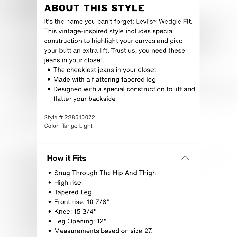 ❤️ LEVI'S PREMIUM WEDGIE ICON FIT HIGH RISE TAPERED ANKLE JEANS, 2 (26) - Picture 16 of 16